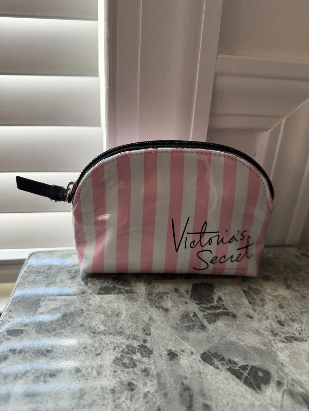 Victoria's Secret Pink & White Striped Cosmetic Bag